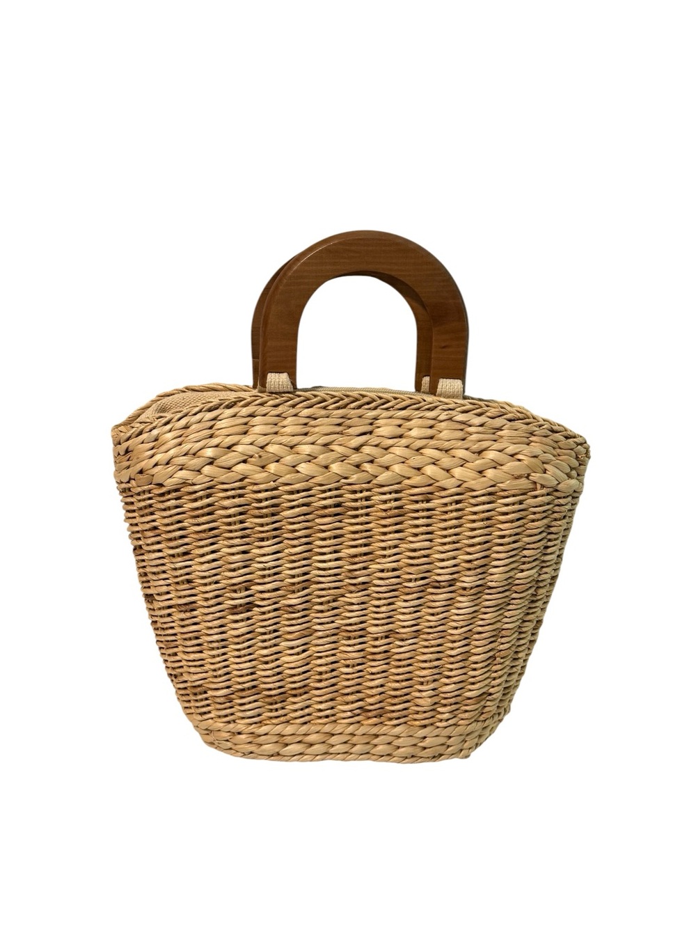 Etienne Aigner Natural woven straw Tote with Brown Wood Handles